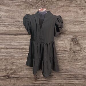 Entro Short Sleeve Black Ruffle Tiered Mini Dress Size Medium
